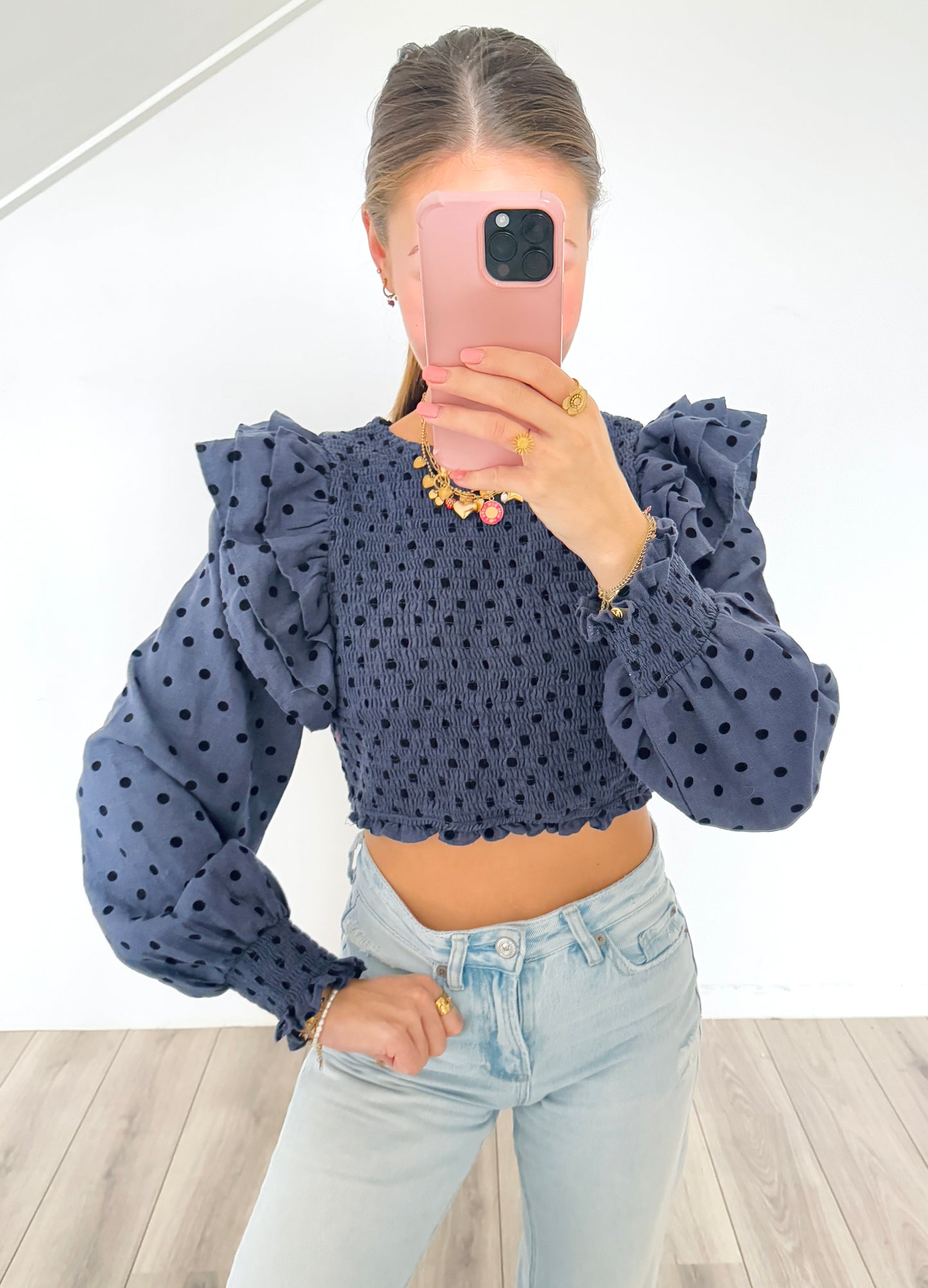 Zara top met stippen maat M