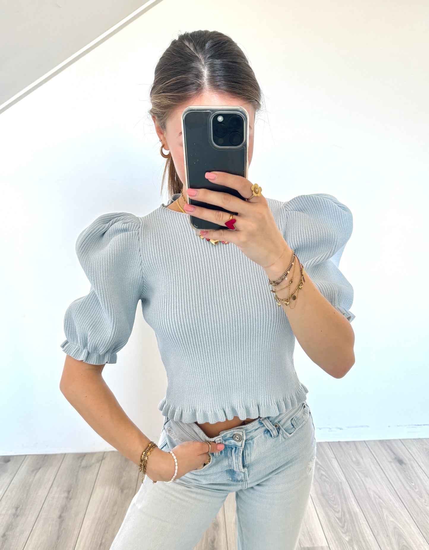 Zara top met strikjes maat S