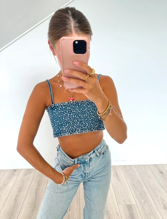 Zara top met steentjes maat XS-S