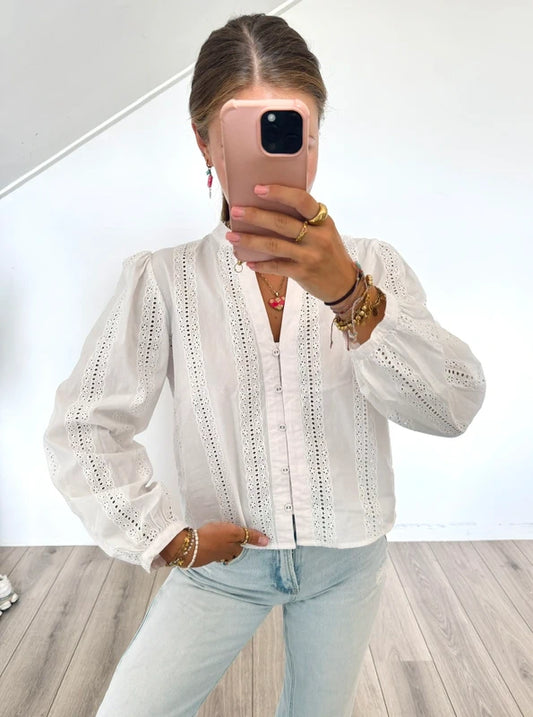 Zara broderie blouse maat M