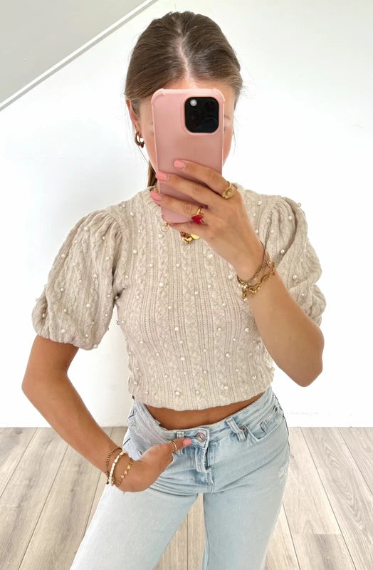 Zara top met parels maat M