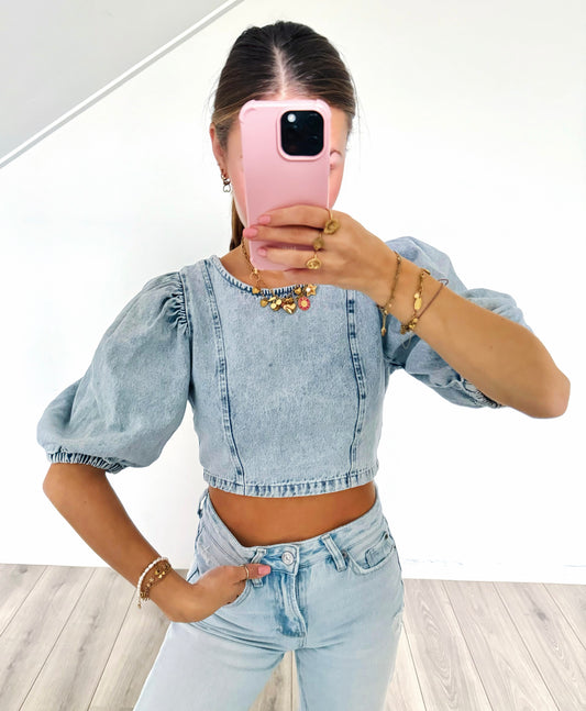Gina Tricot denim top maat M