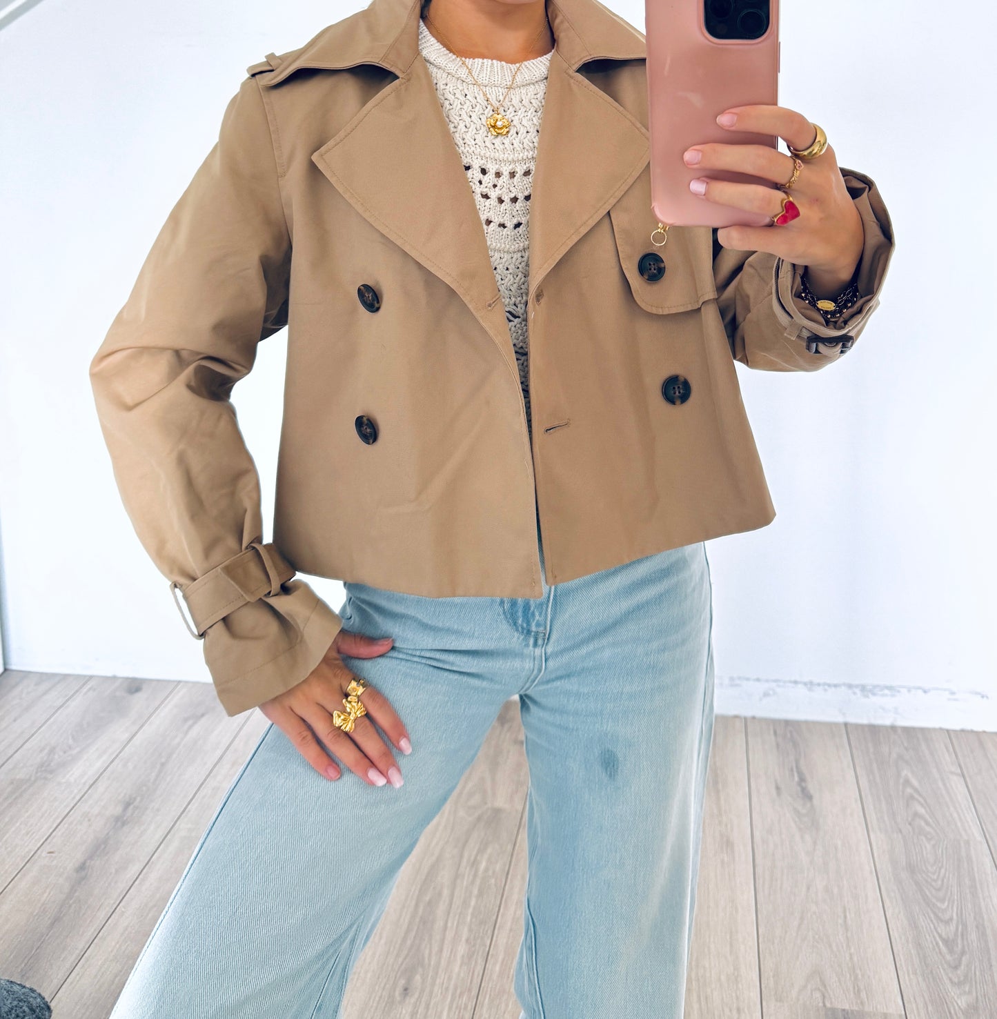 H&M cropped trenchcoat maat XS