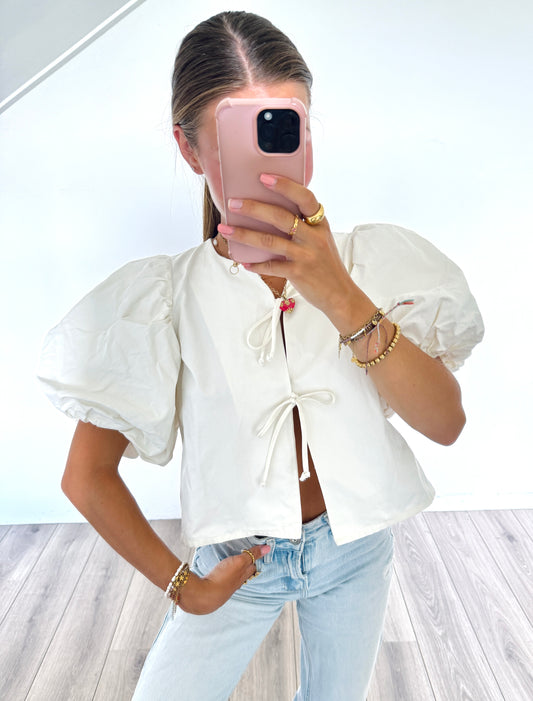 Gina Tricot top met strikjes maat S