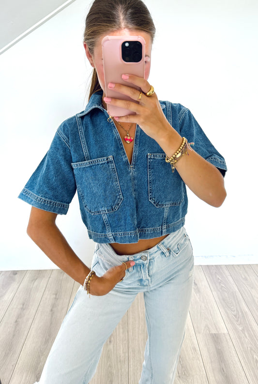 Zara denim top maat XS