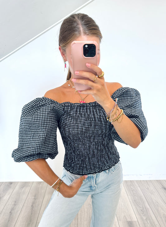 Neo Noir top met pofmouwen maat S