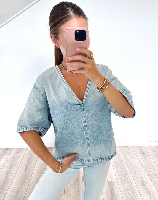 Zara denim top maat M